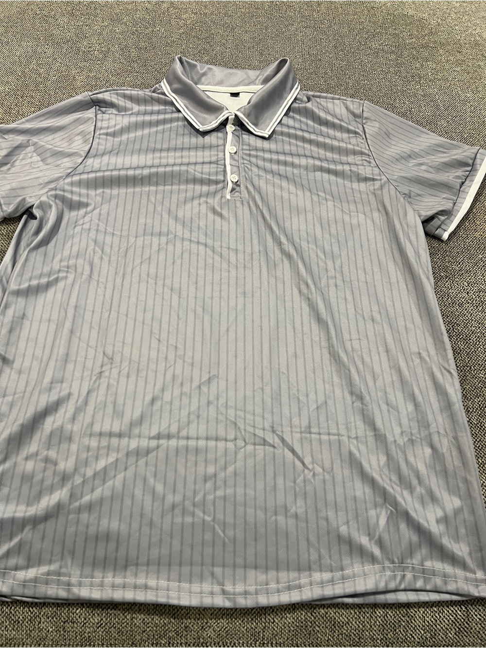 ON SALE!! Men's Light Gray Pinstripe Polo Shirt - Classic Short Sleeve